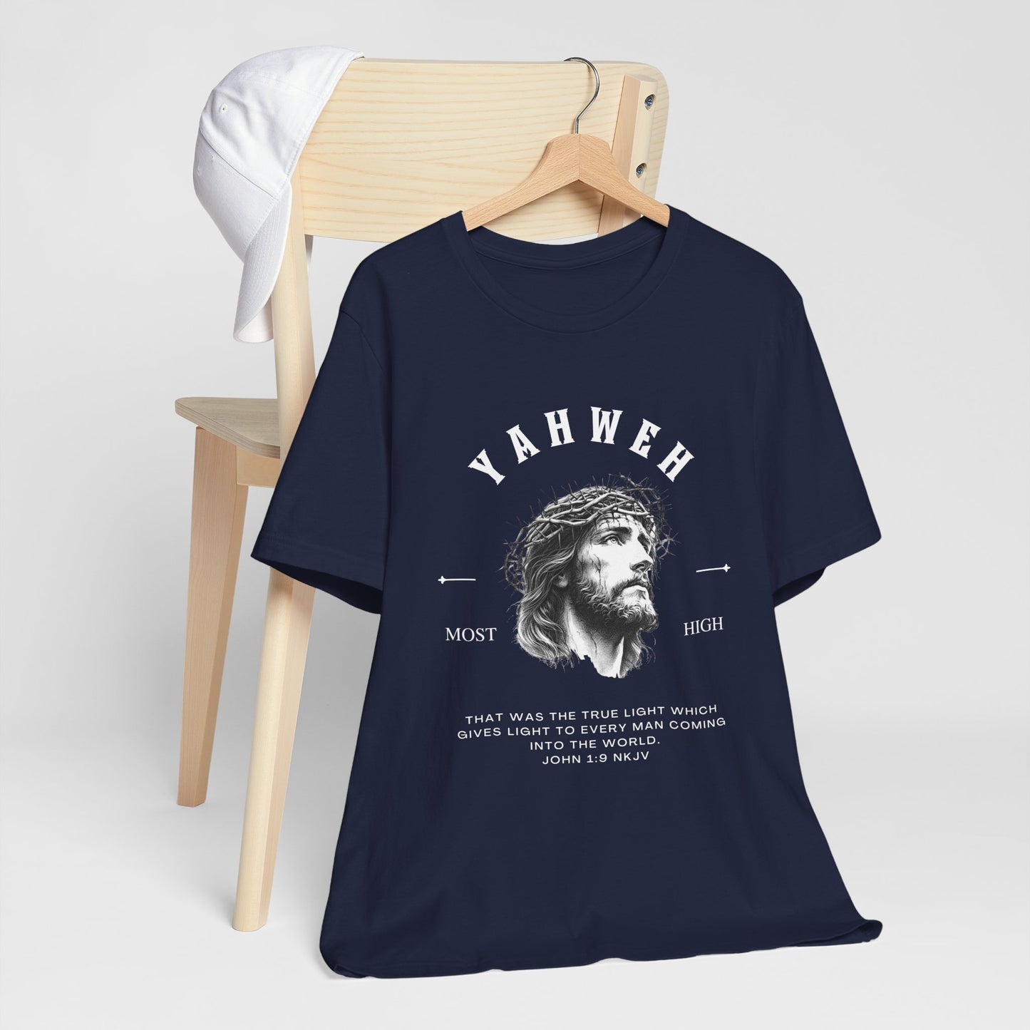 Yahweh Most High — Monochrome Jesus Portrait Faith Tee | Unisex Christian T-Shirt