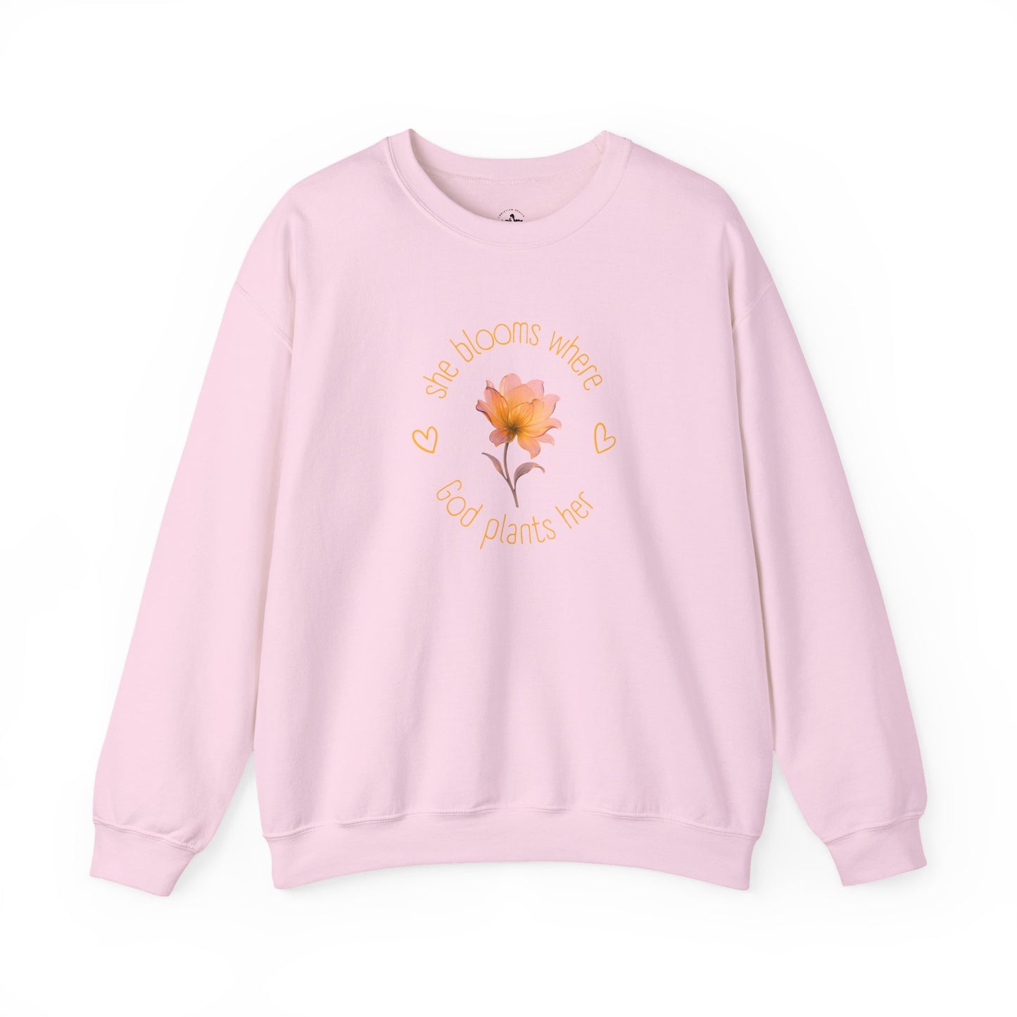 Christian Women's Sweatshirt — "She Blooms Where God Plants Her" | Floral Faith Crewneck | Religious Gift for Her