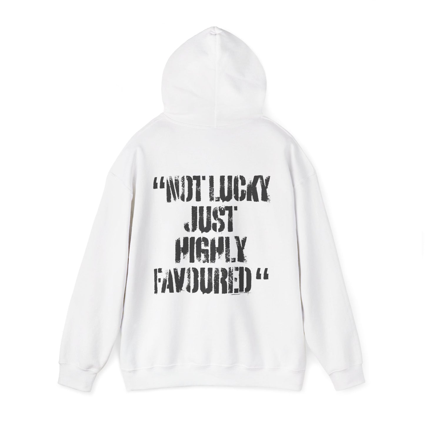Not Lucky Just Highly Favoured" Psalm 5:12 Unisex Graphic Hoodie | Christian Street Style Sweatshirt