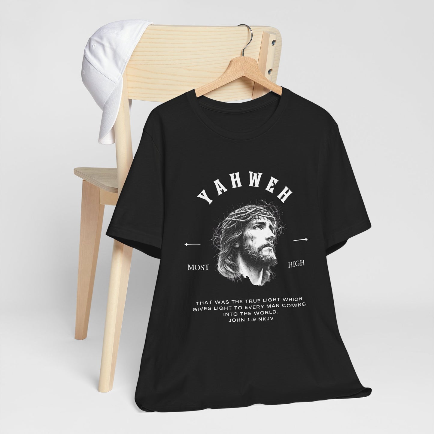 Yahweh Most High — Monochrome Jesus Portrait Faith Tee | Unisex Christian T-Shirt