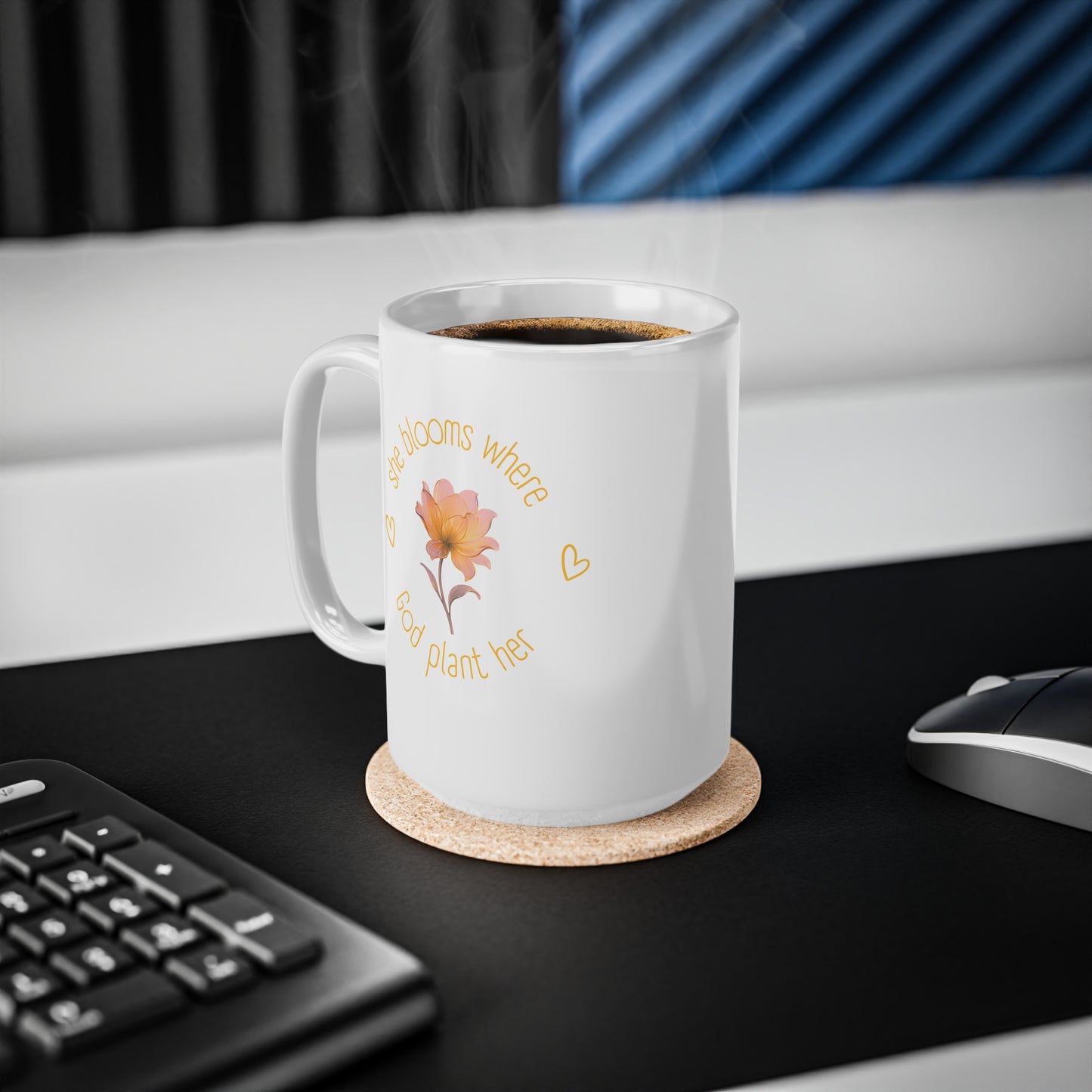 She Blooms Where God Plants Her Ceramic Mug — Inspirational Floral Coffee Cup (11oz, 15oz)