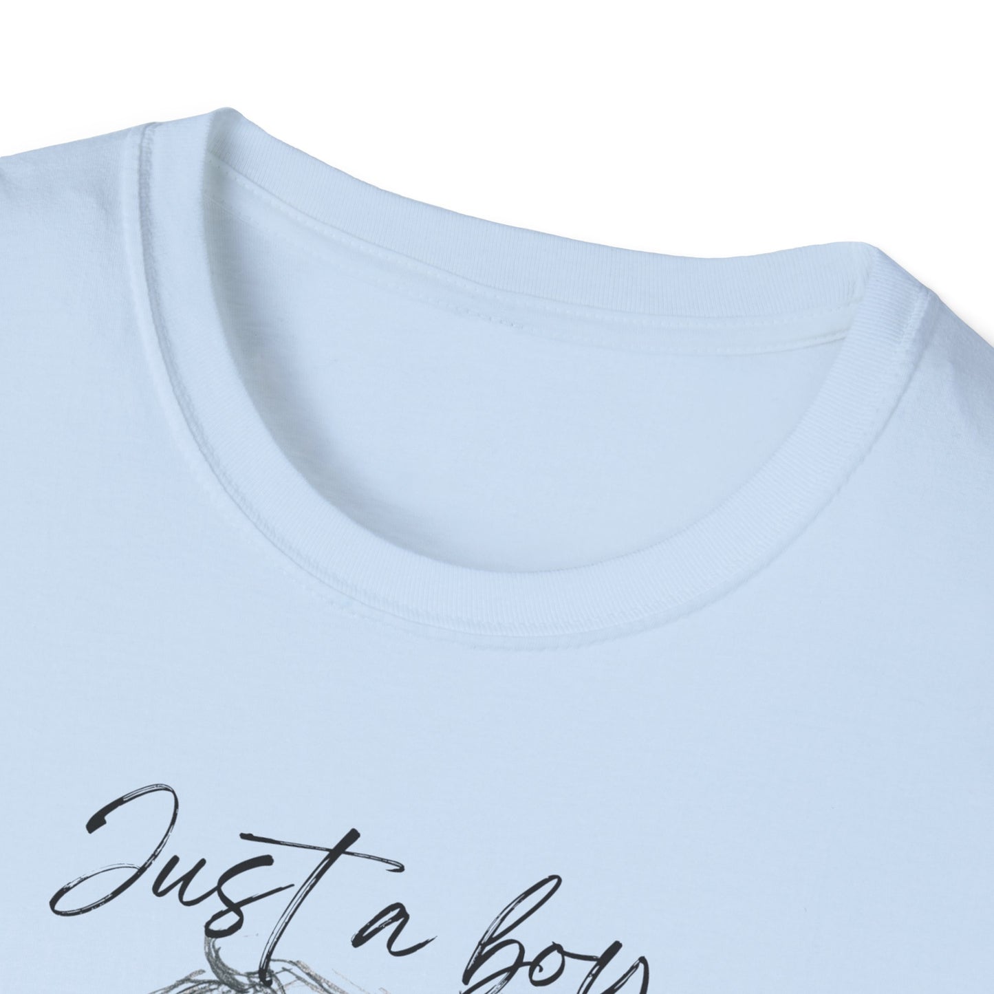 Christian Graphic Tee — "Just a Boy Who Loves Jesus" Portrait T-Shirt